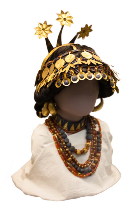 Recreation of Headdress of young woman buried in royal cemetery at ur