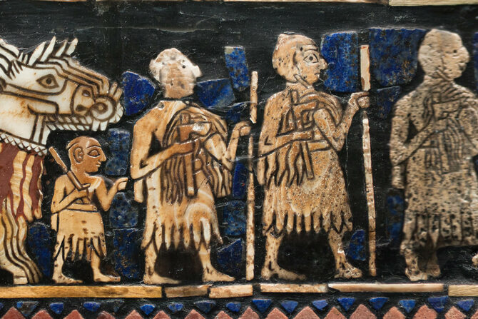 Elite Sumerian Soldiers carrying Battle Axes from the Royal Standard of Ur