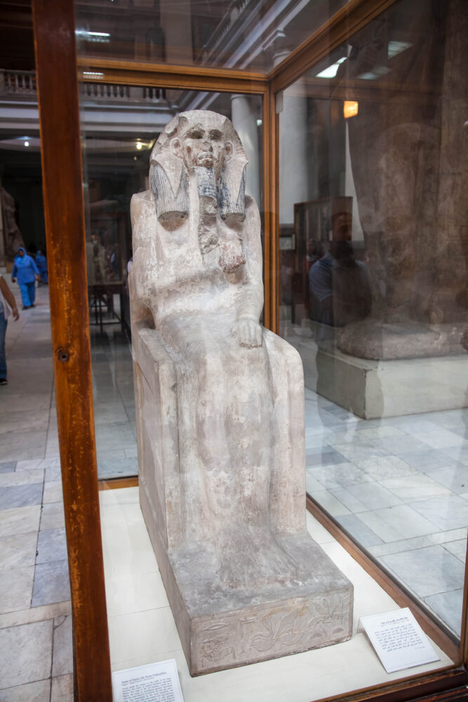 Statue of Djoser carved from limestone discovered in serdab at Saqqara