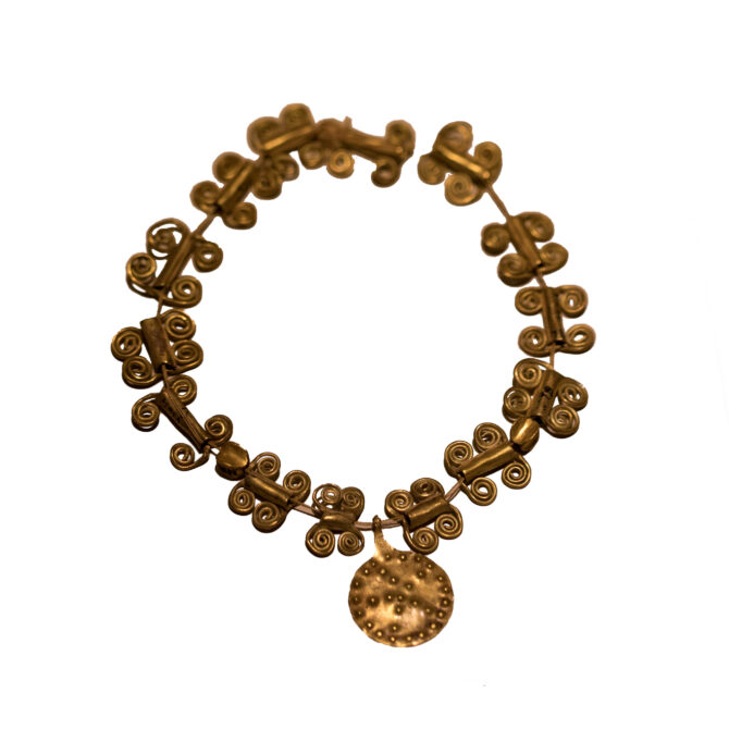 Necklace from Alacahoyuk Royal Tombs with punched gold disc