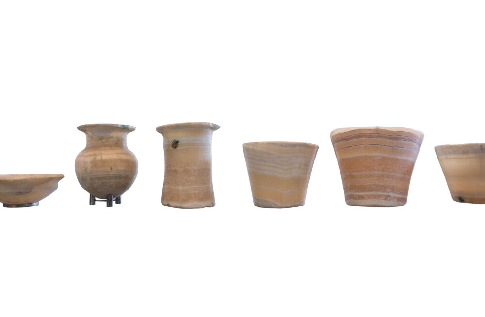 Calcite Vessels on display in the Cachette a la Vase