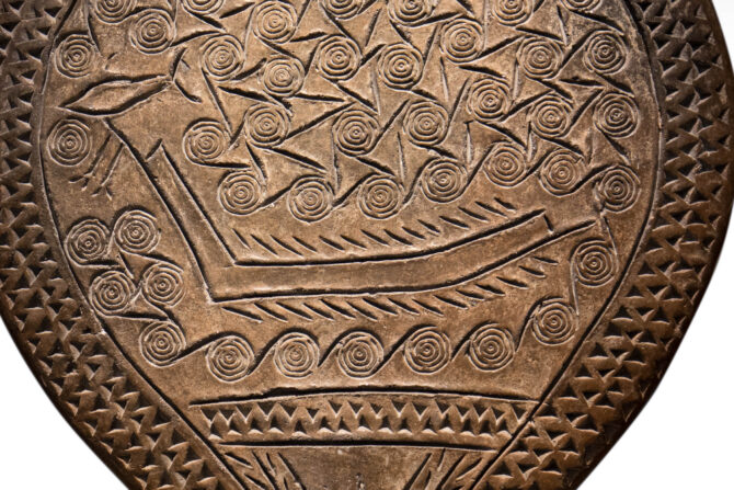 Longboat depicted on frying pan from chalandriani