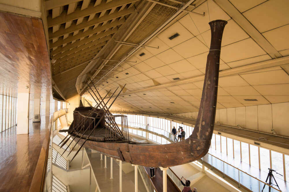 Ship of Khufu on display at Giza