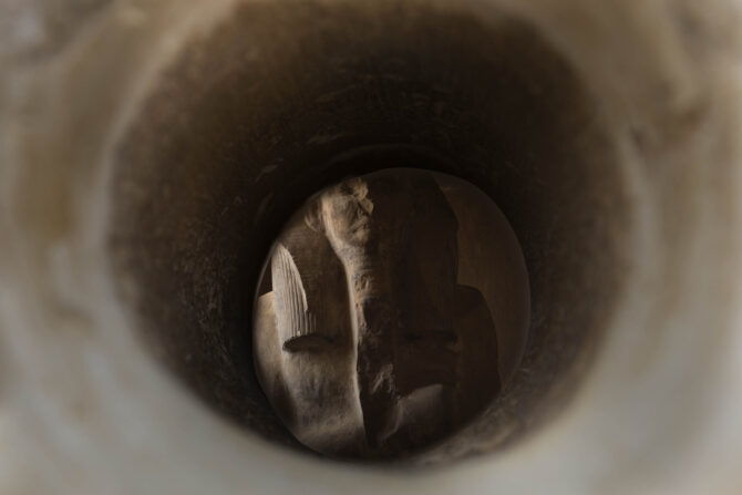 Holes drilled through serdab chamber for Djoser's statue