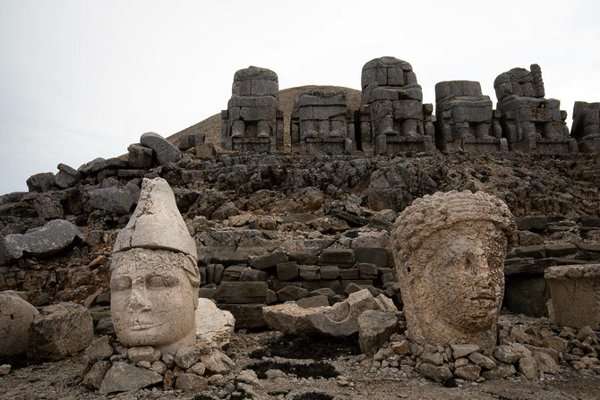 Heads of Antiochus I and Commagene Tyche on Nimdrud Dagh