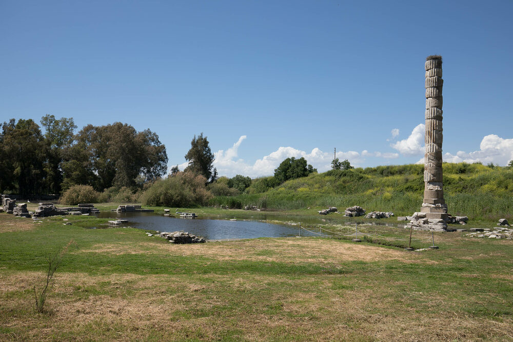 Single pillar and pond marks the place where the Temple of Artemis once stood.