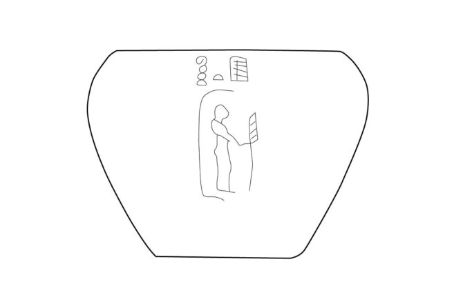 Drawing of an alabaster bowl from Tarkhan with early representation of Ptah