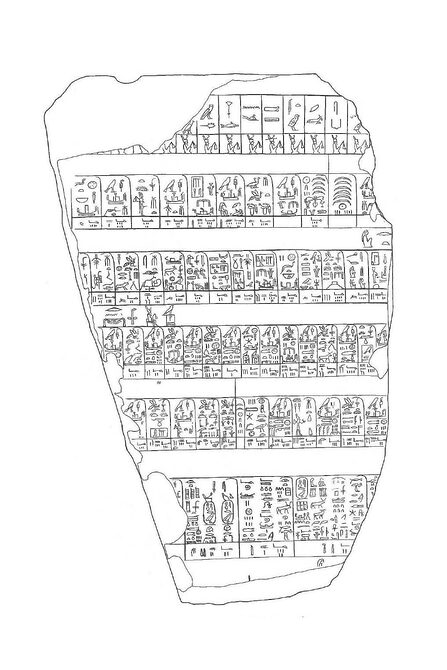 line drawing of the Palermo stone (verso)
