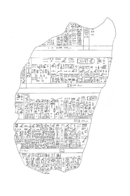 Line drawing of the Palermo Stone (recto)