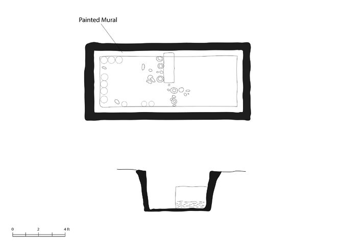 Plan and Section of Tomb 100 discovered at Hierakonpolis (Nekhen)
