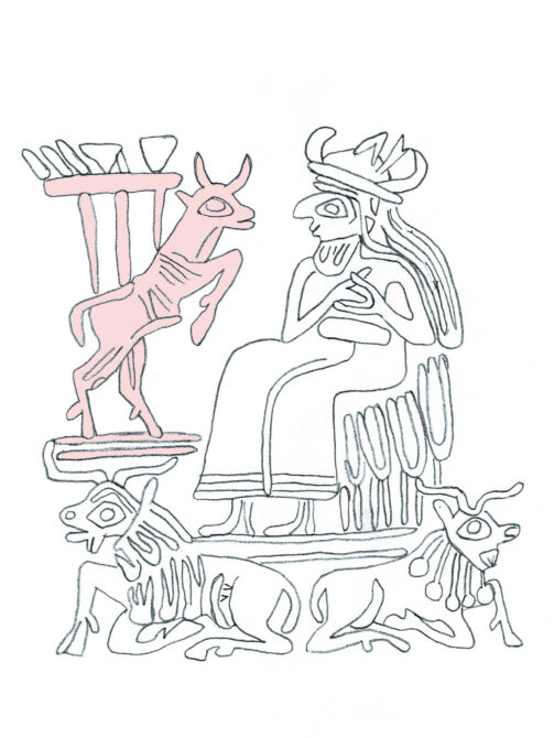 Seal Depicting a seated deity and a goat stand