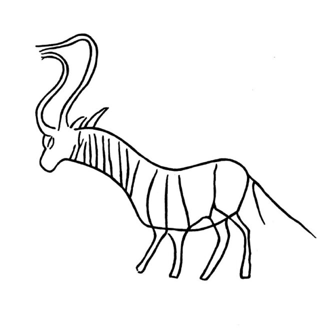 kudu or antelope inscribed on pavement in stratum xix at Megiddo
