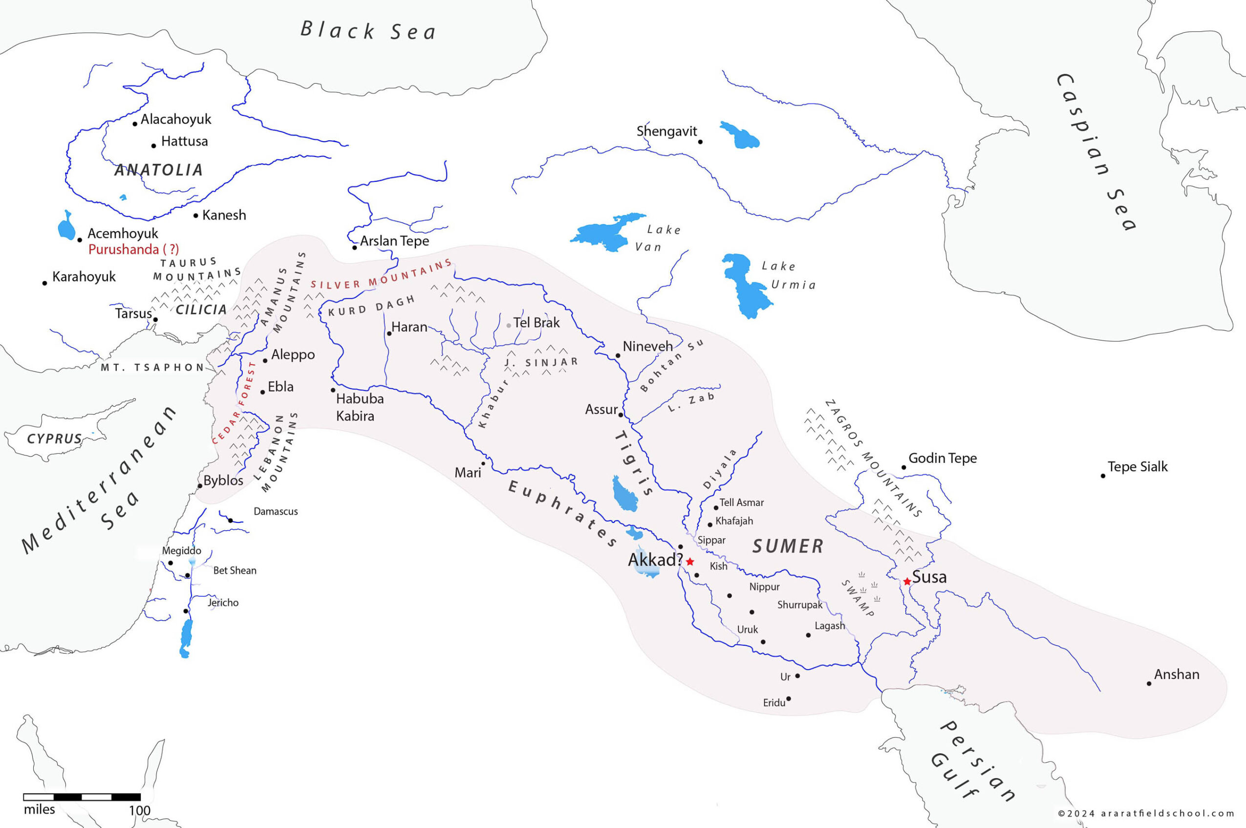 Map of Conquests of Sargon of Akkad