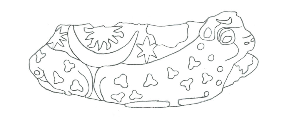 Chlorite Vessel showing two cows with trefoil pattern together with crescent disc and stars, found at Ur