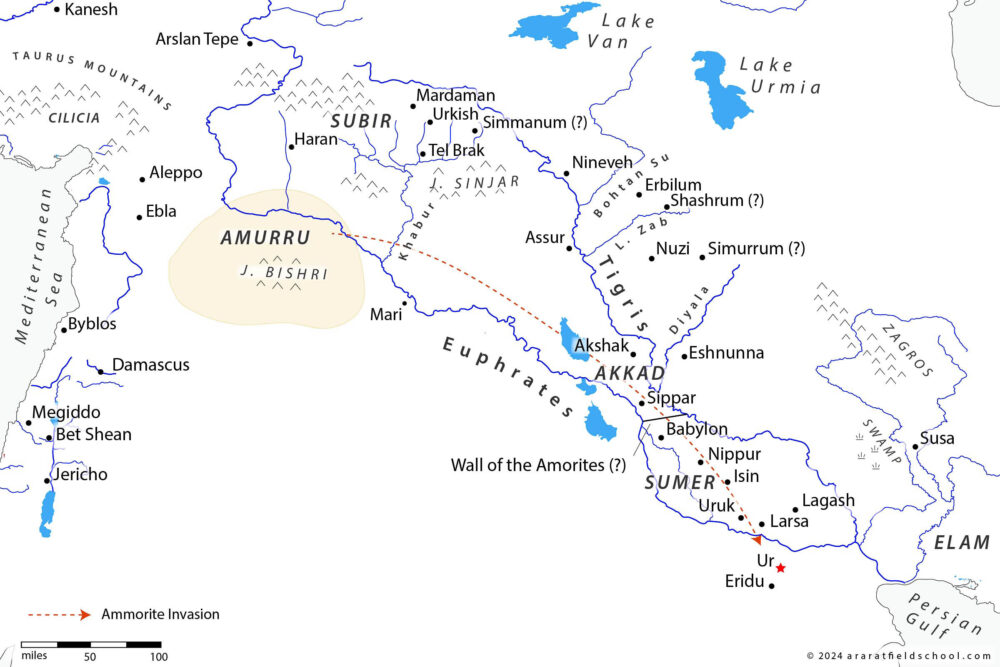 Map of the Invasion of the Amorites during Ur III period