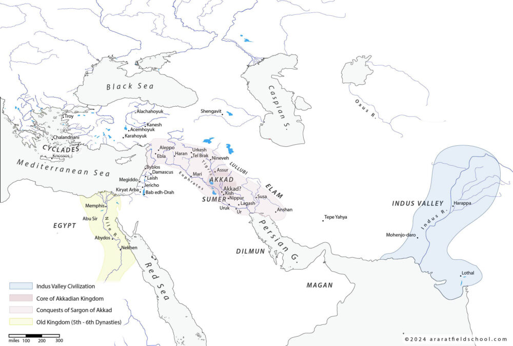 Map of the Akkadian Expansion and Indus Valley during the Early Bronze IV period