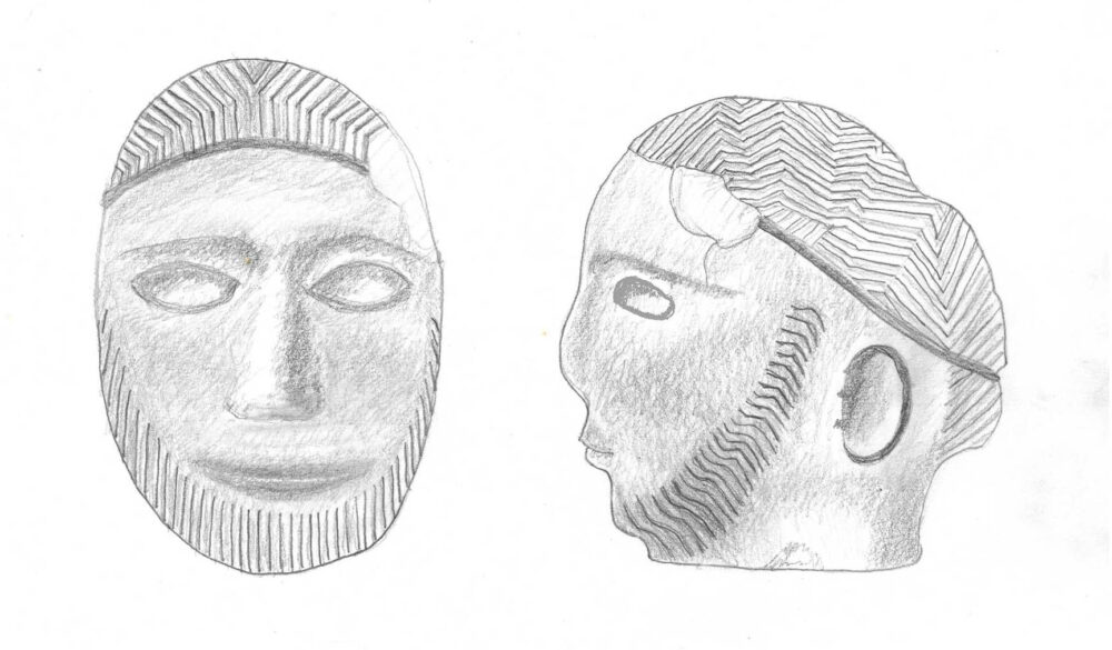 Head from Mohenjo-daro showing royal bun