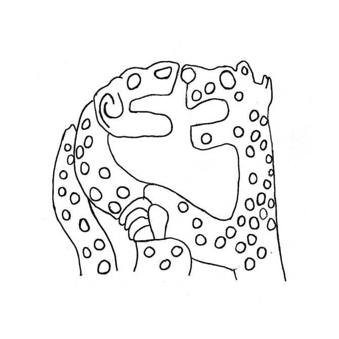 série ancienne Intercultural style serpent and panther motif