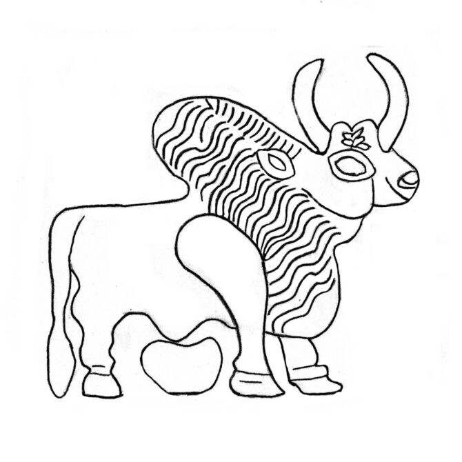 série ancienne Intercultural style zebu motif