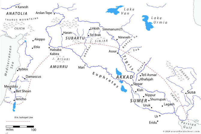 Map of Ancient Near East showing Ishoyet Line