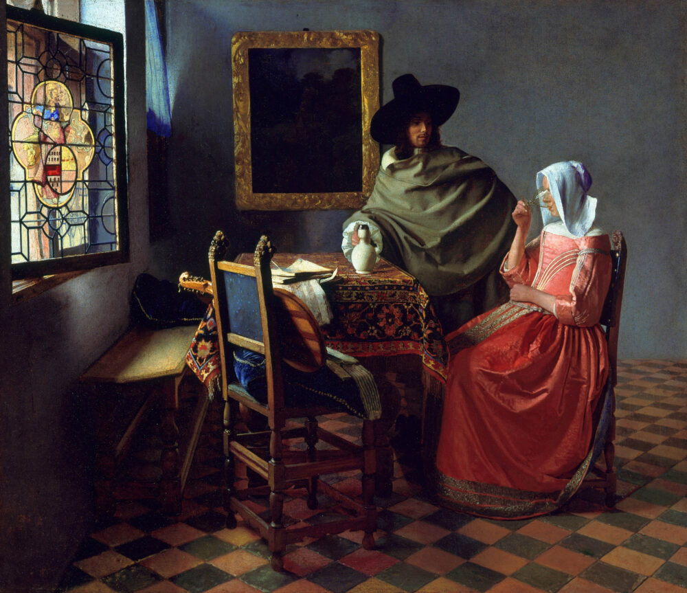 Picture of Vermeer's "The Wine Glass" using ultramarine paint