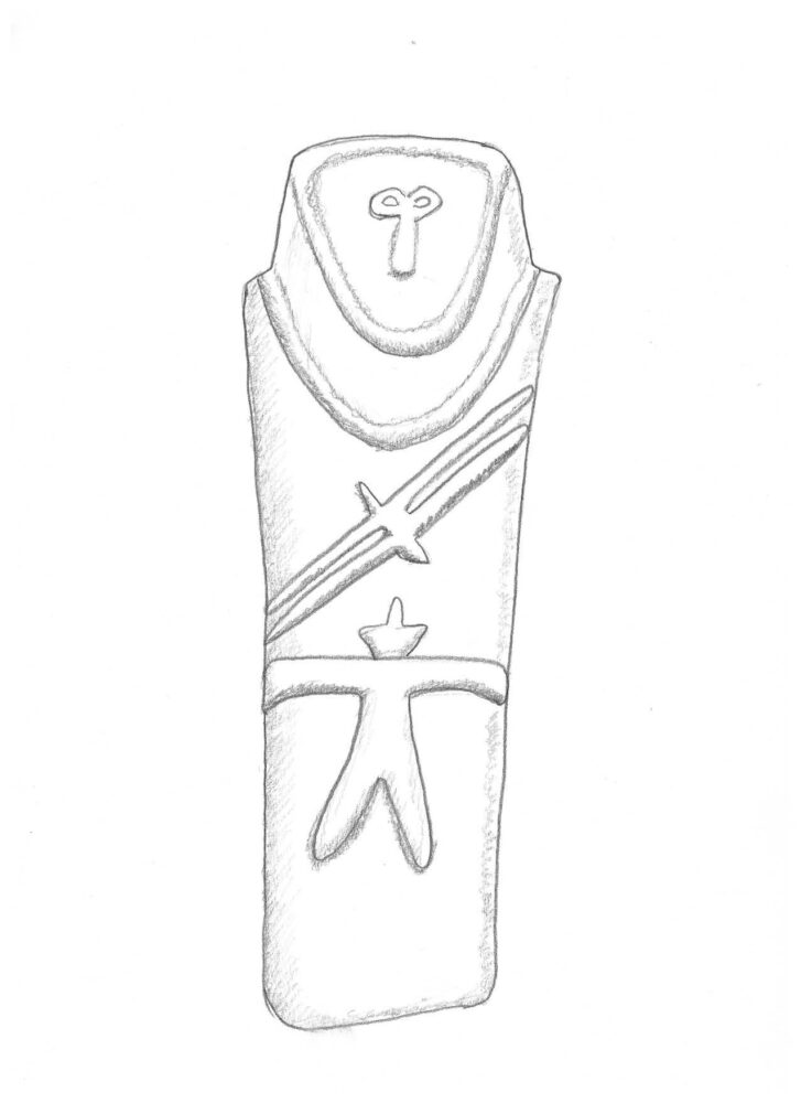Arabian Stone Stele showing man with fishtail knife