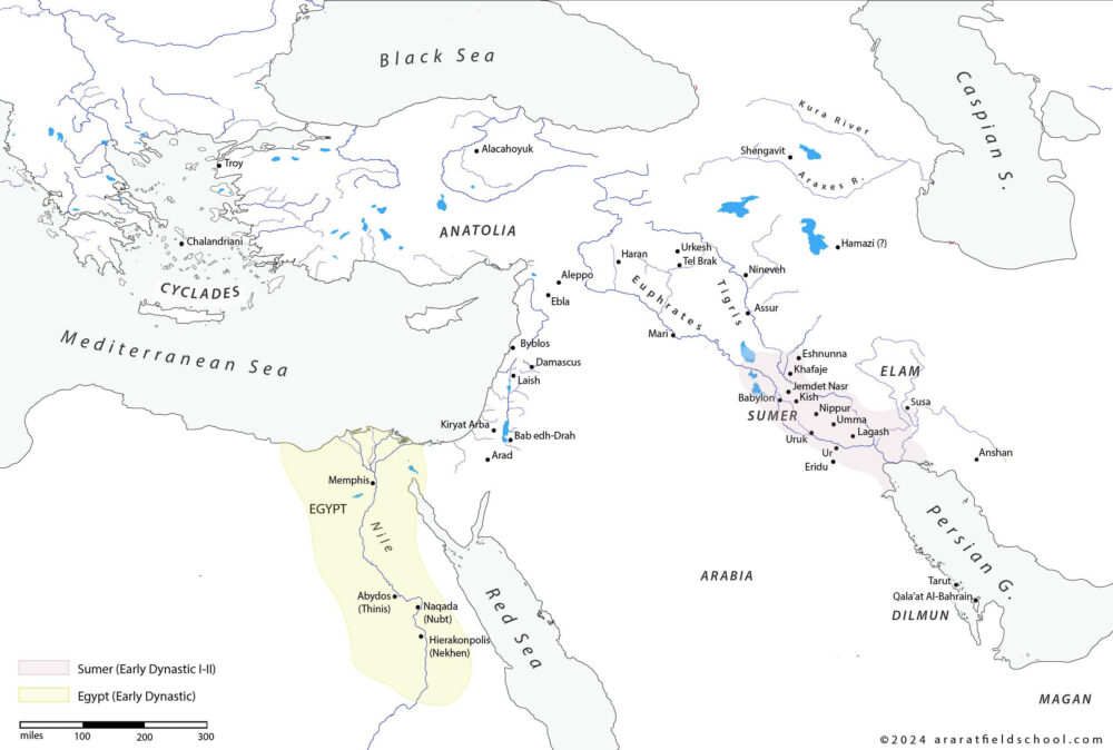 Map of Early Dynastic Mesopotamia and Egypt